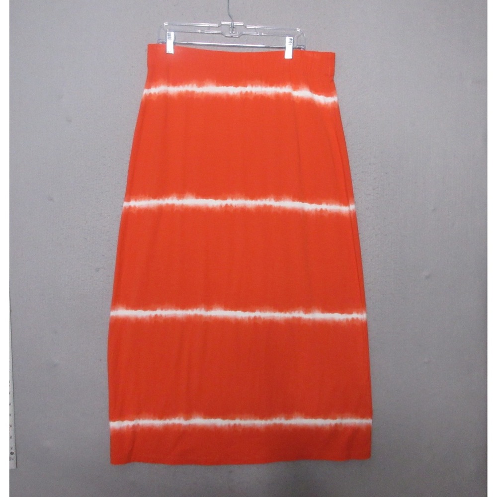 Chicos Maxi Skirt Orange Tie Dye Boho Beachy Pull On Resort Vacation Hippie